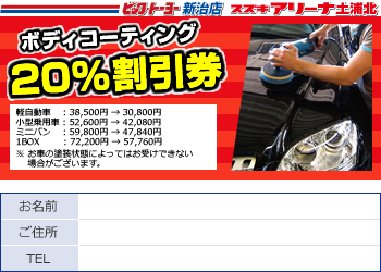 ボディコーティング20％割引クーポン